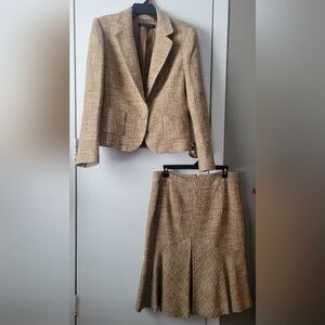 Anne Klein Tweed Skirt Suit Jacket Wool Blend Set
